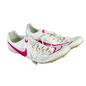 Nike Women's White and Pink Track Spikes